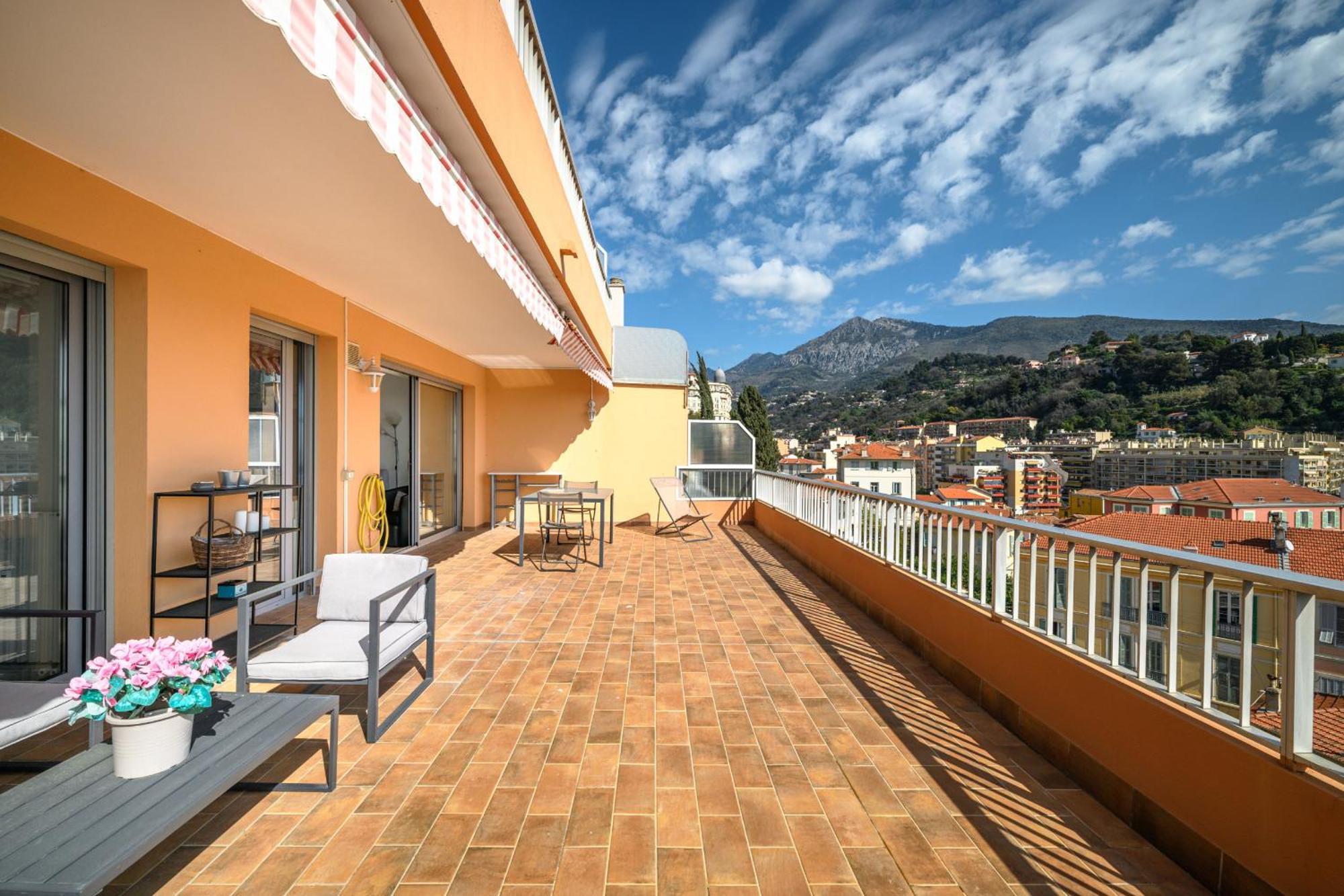 'L'Alicante Proche' Gare, Terrasse, Vue Mer Menton Exteriör bild